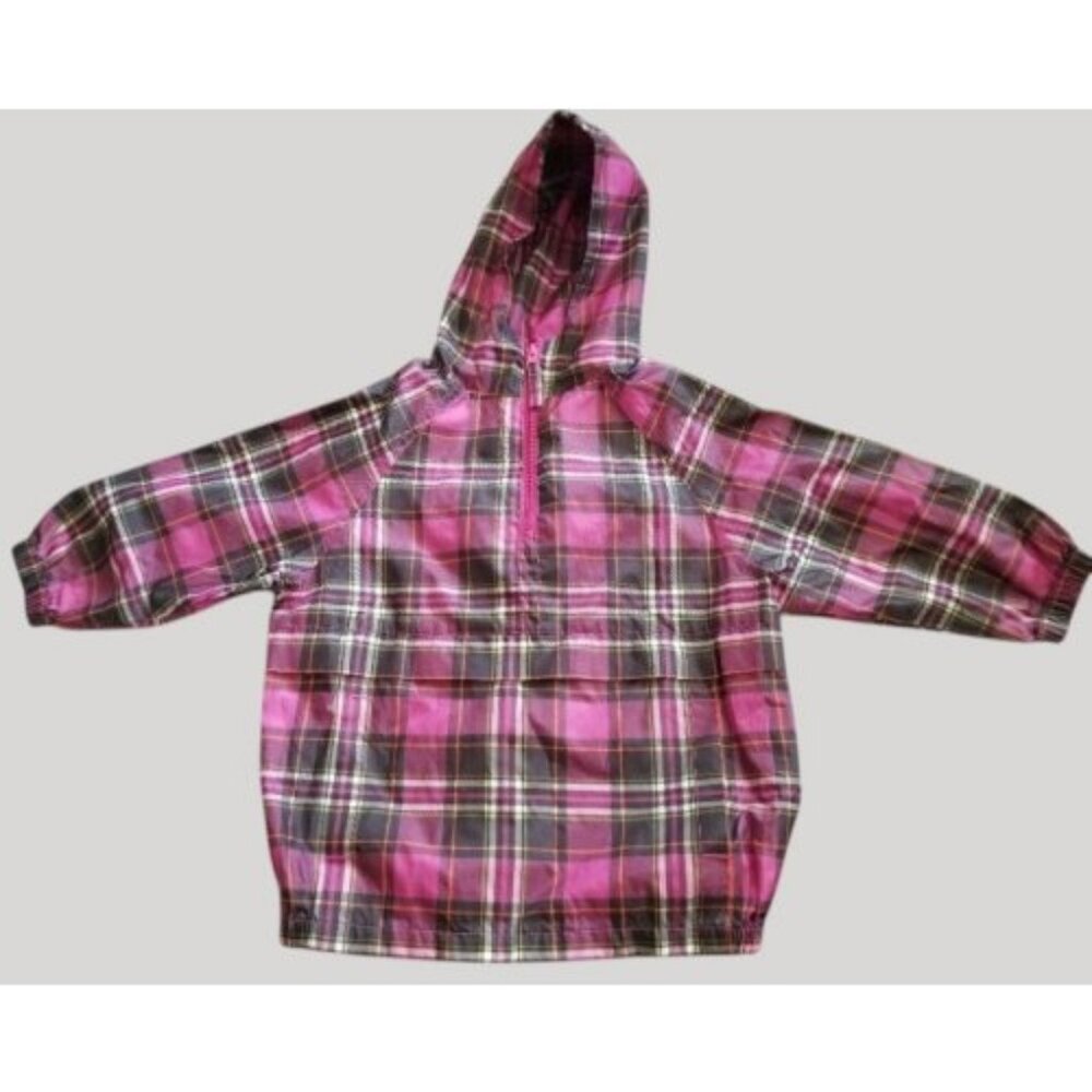 THE CHILDREN’S PLACE Hooded Pink Plaid Pullover Rain Jacket Girls Size 4